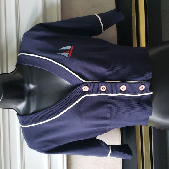💥4/$20 Modcloth Navy Cropped Cardigan 3/4 sleeve - Picture 1 of 9
